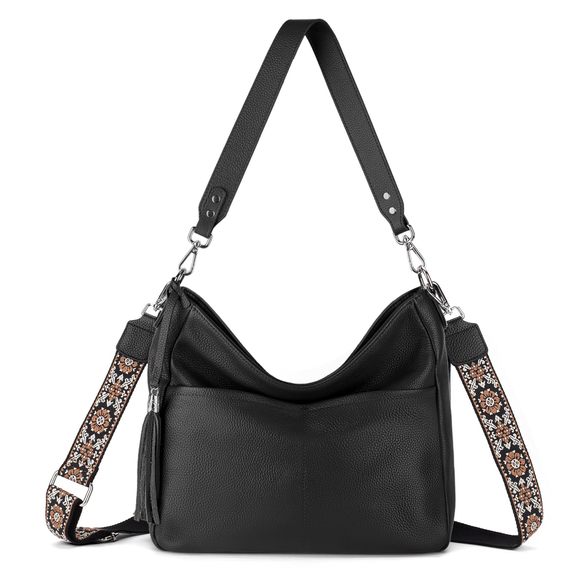 Genuine Leather Crossbody Bags, Black Leather Purse Soft Real Hobo ^_^ - Picture 1 of 8